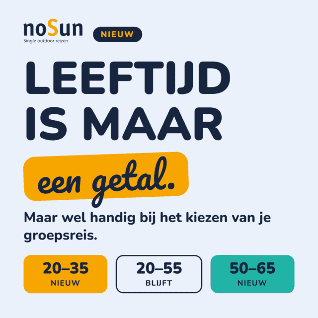 noSun Groepsreis Op Leeftijd Pop Up Leeftijd Is Maar Een Getal Zonder Omlijning